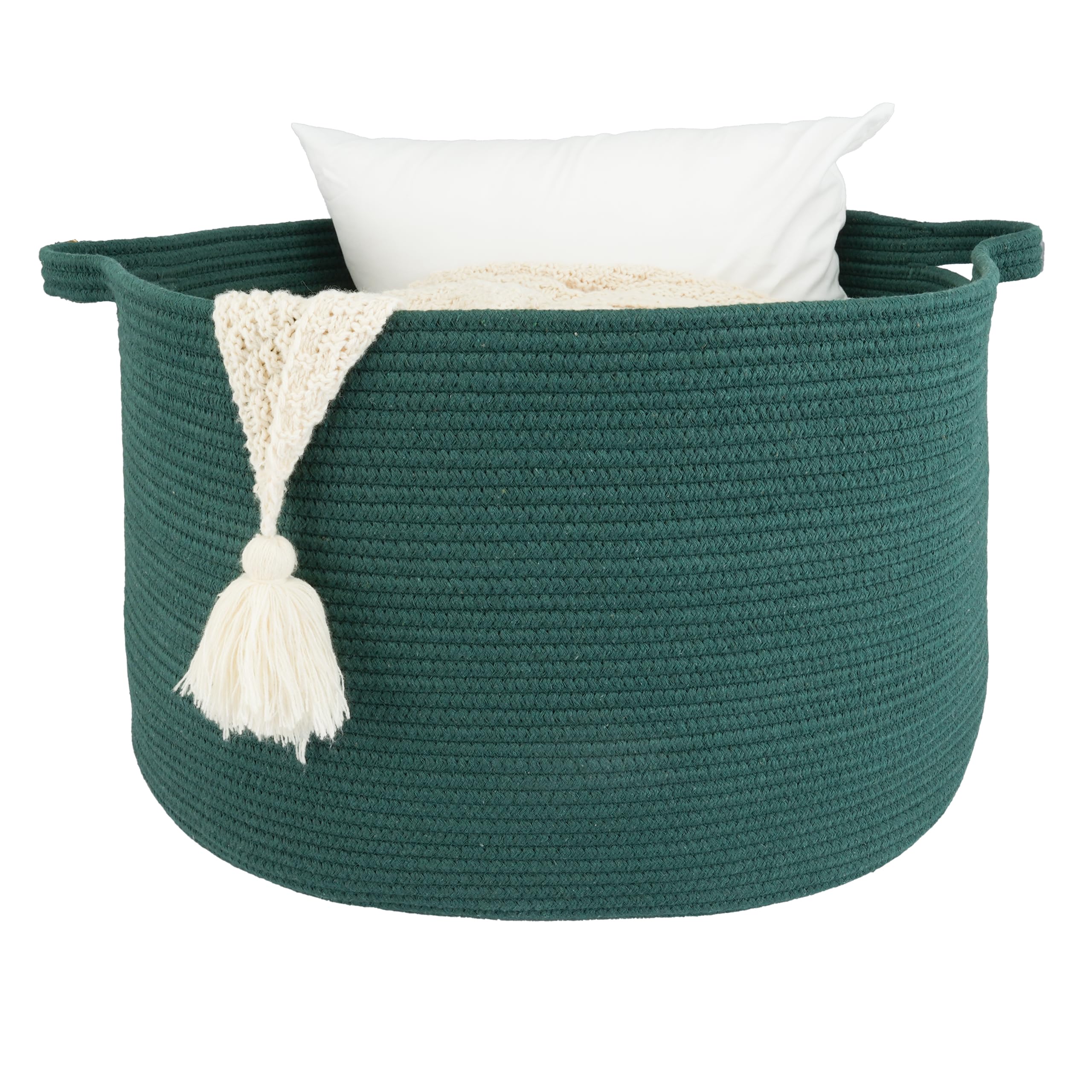 XUANGUO Large Cotton Rope Basket - 22x14 Woven Storage Basket for Blankets, Toys, Laundry, and Nursery - Round Baskets for Livin