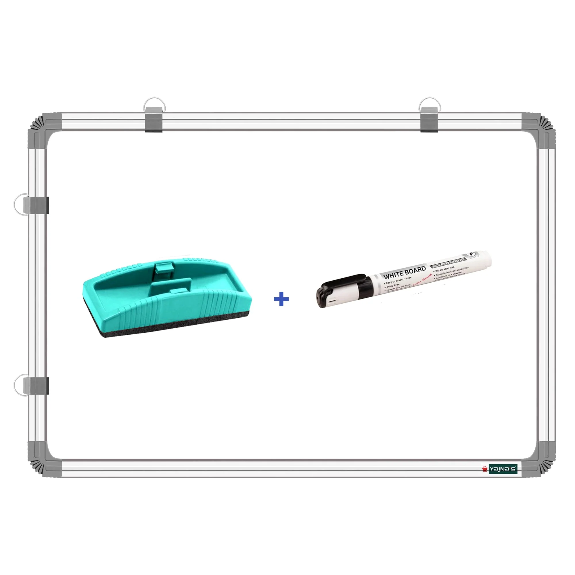 YAJNAS Non-Magnetic 2x4 feet Double Sided Whiteboard & Chalkboard Both Side Writing Board with 1 Marker and 1 Duster - Set of 3