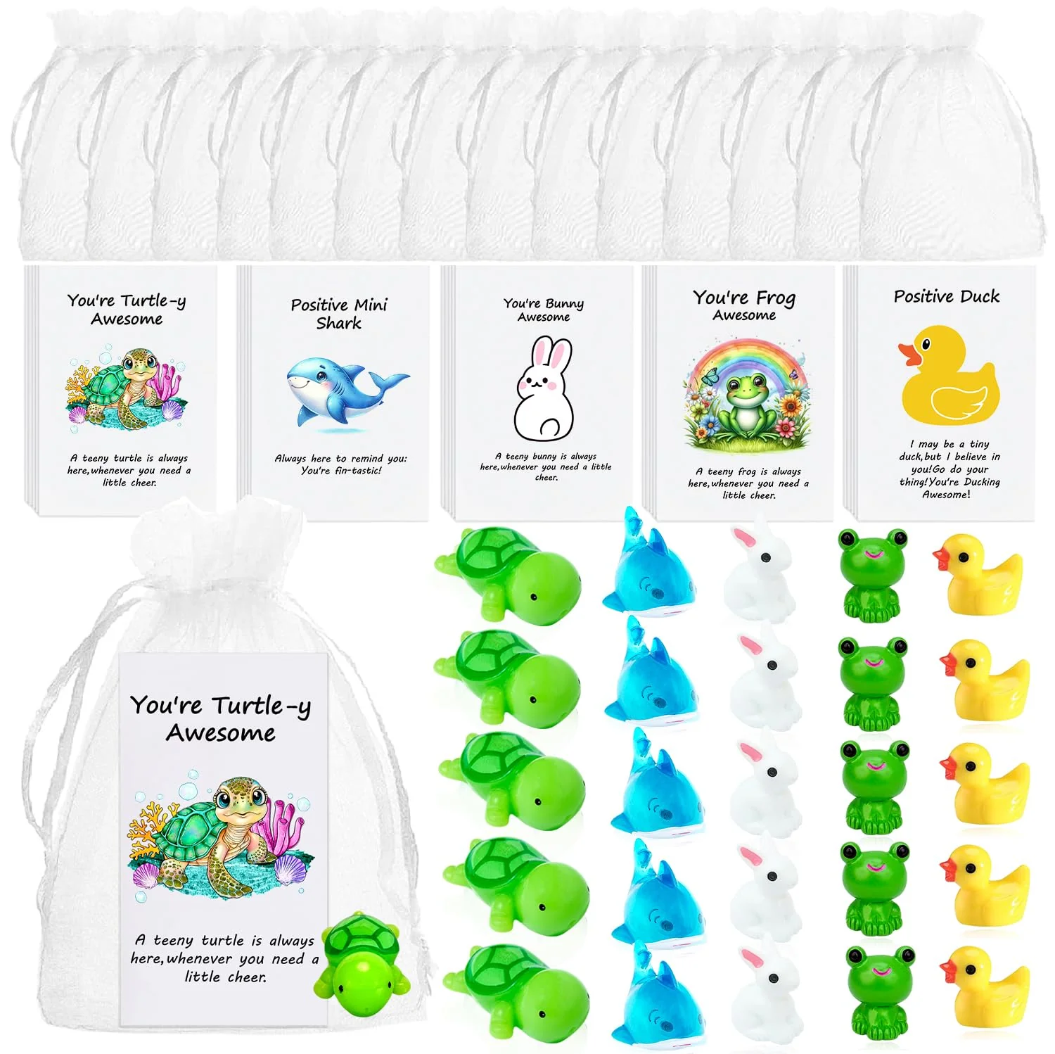YULYNJQ 50Pack Positive Gifts Bulk Inspirational Teacher Dietitian End of Year Student Gifts,with Funny Card Organza Bag for Cow